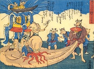 Illustration for article titled The Raccoon Scrotum Monster, and Other Awful Creatures from 1800s Japanese Artwork (NSFW)